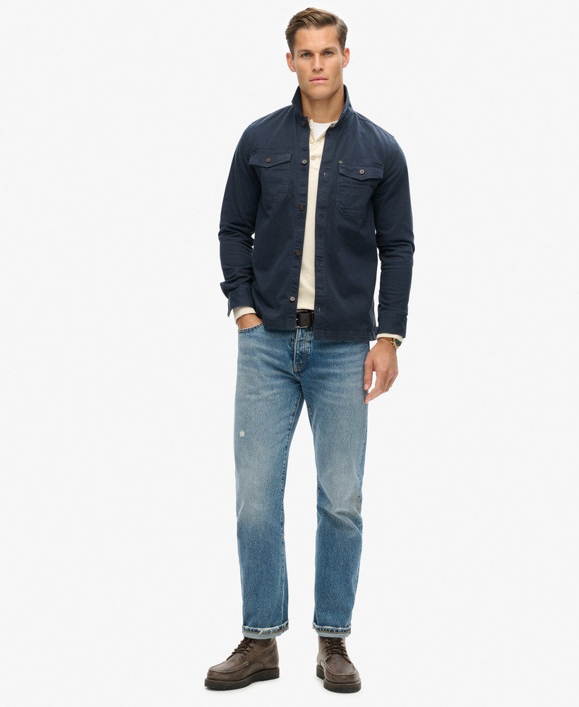 the merchant store - overhemd met visgraatmotief in eclipse navy