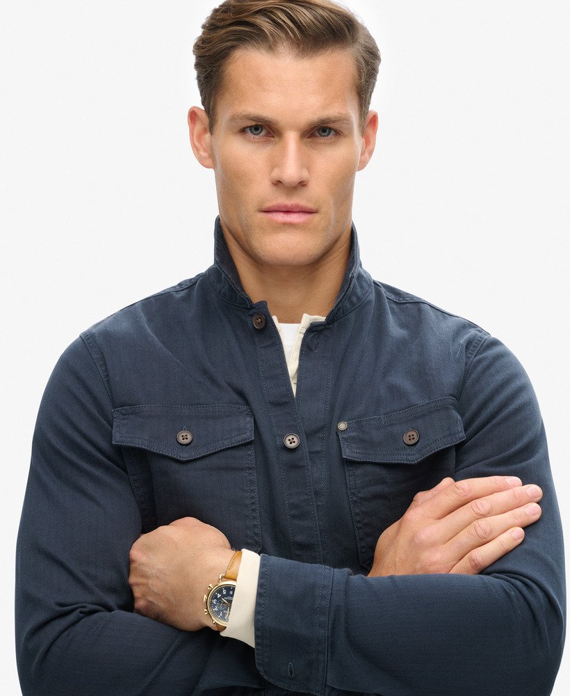 the merchant store - overhemd met visgraatmotief in eclipse navy