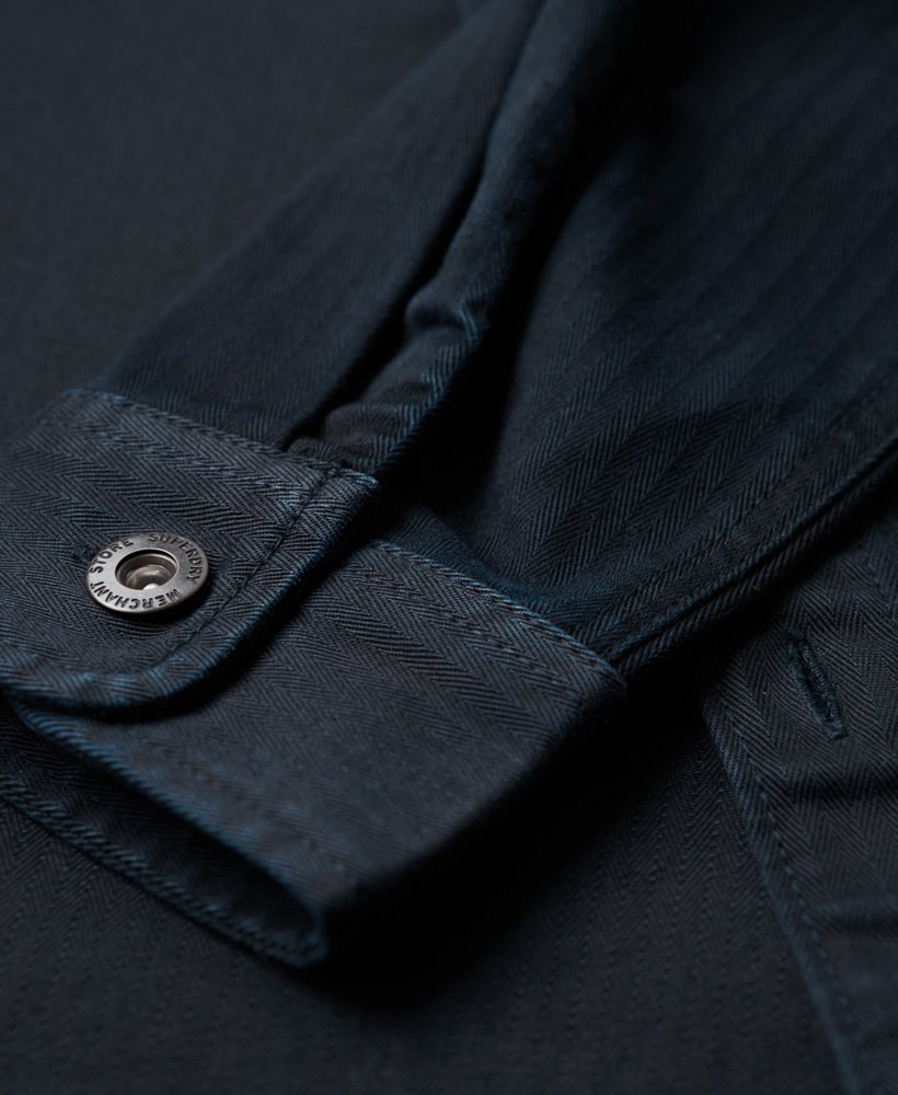 the merchant store - overhemd met visgraatmotief in eclipse navy