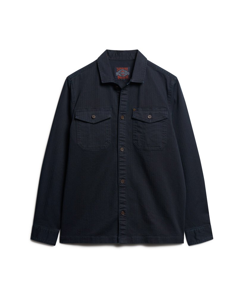the merchant store - overhemd met visgraatmotief in eclipse navy