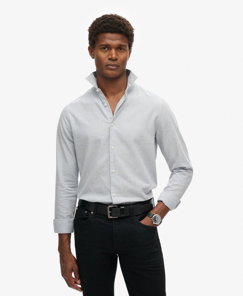 nette katoenen blouse met lange mouwen in een mix van antracietgrijs en katoen.