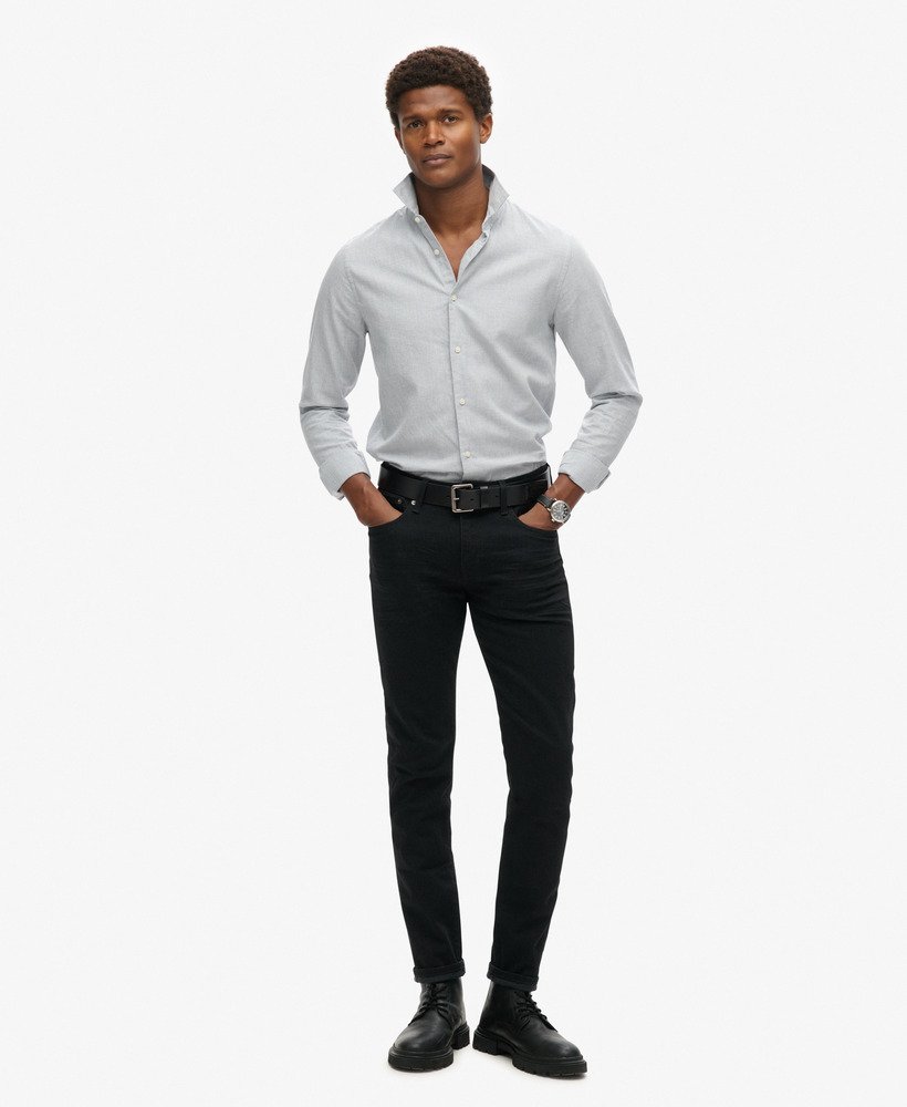 nette katoenen blouse met lange mouwen in een mix van antracietgrijs en katoen.