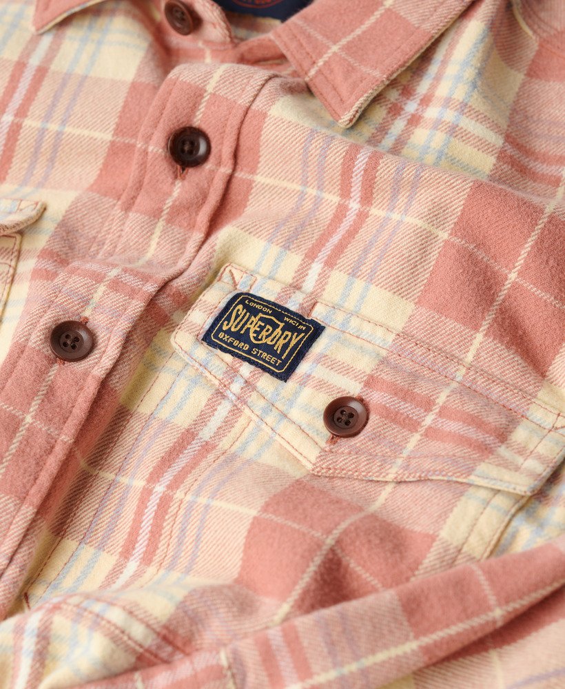 biologisch katoenen geruit overhemd in ranch clay orange check-kleur.