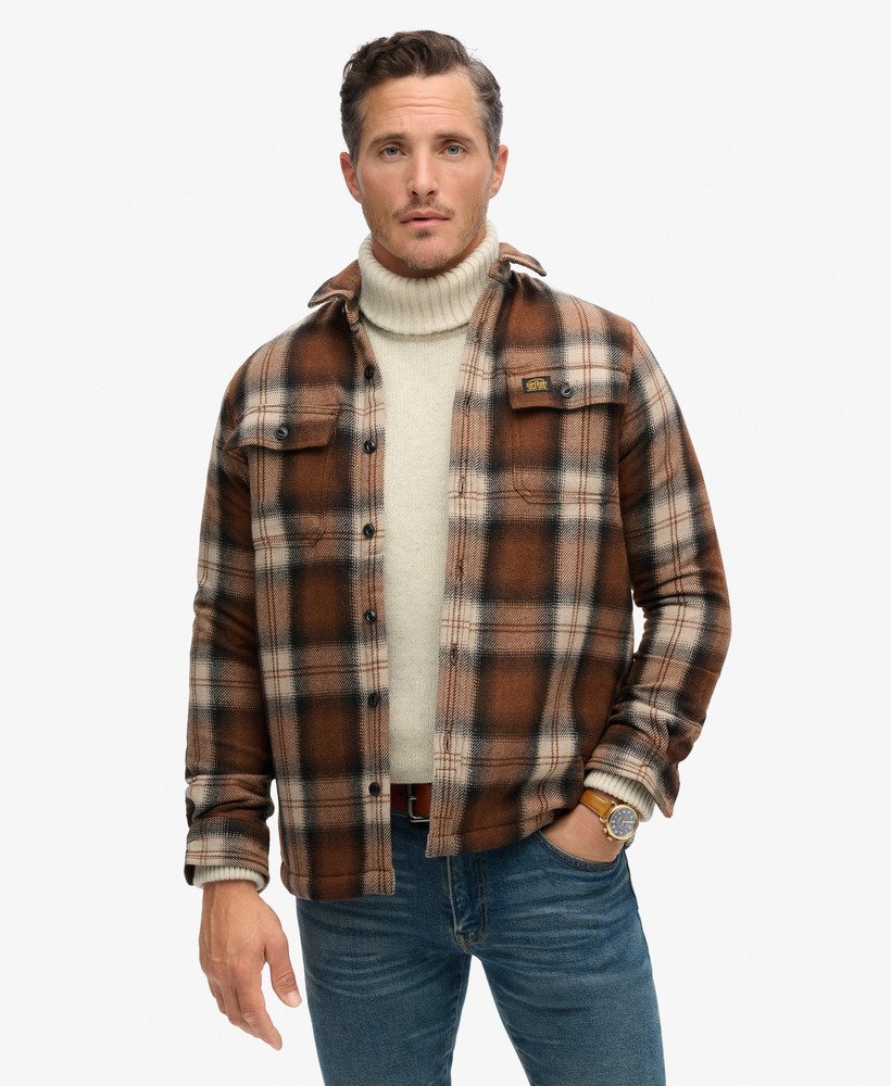 wool miller overshirt in roderick check brown