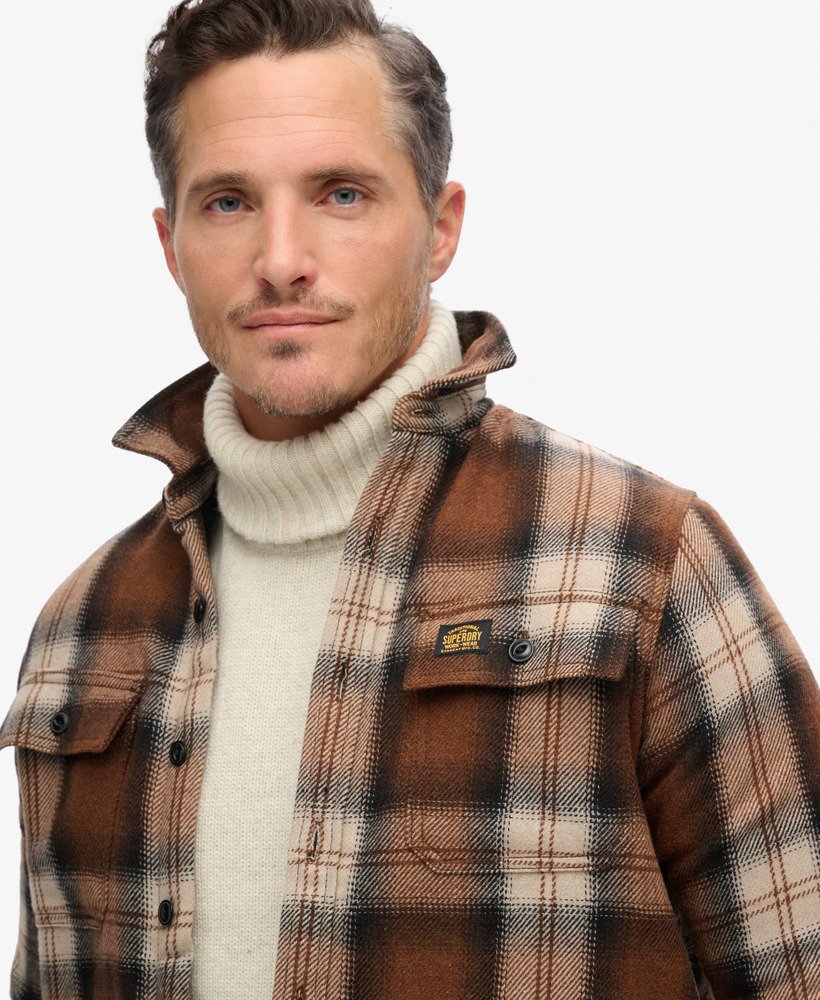 wool miller overshirt in roderick check brown