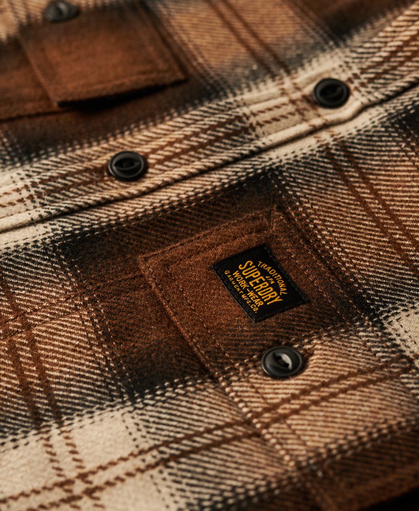 wool miller overshirt in roderick check brown