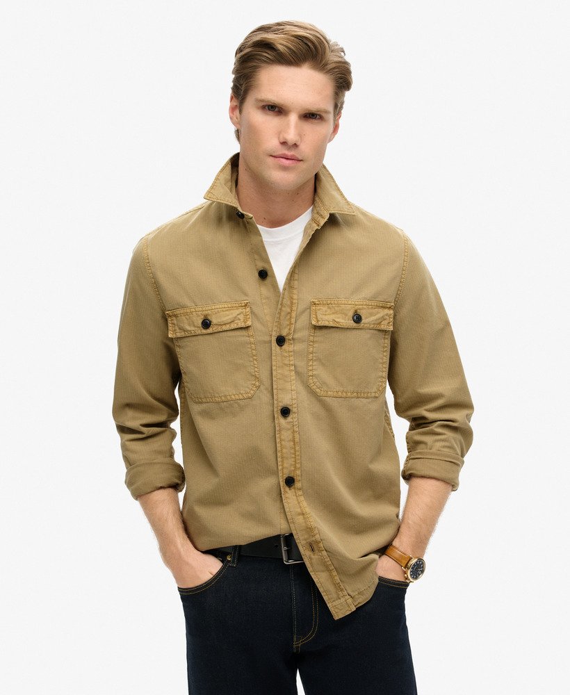militair overhemd met lange mouwen in canyon sand brown