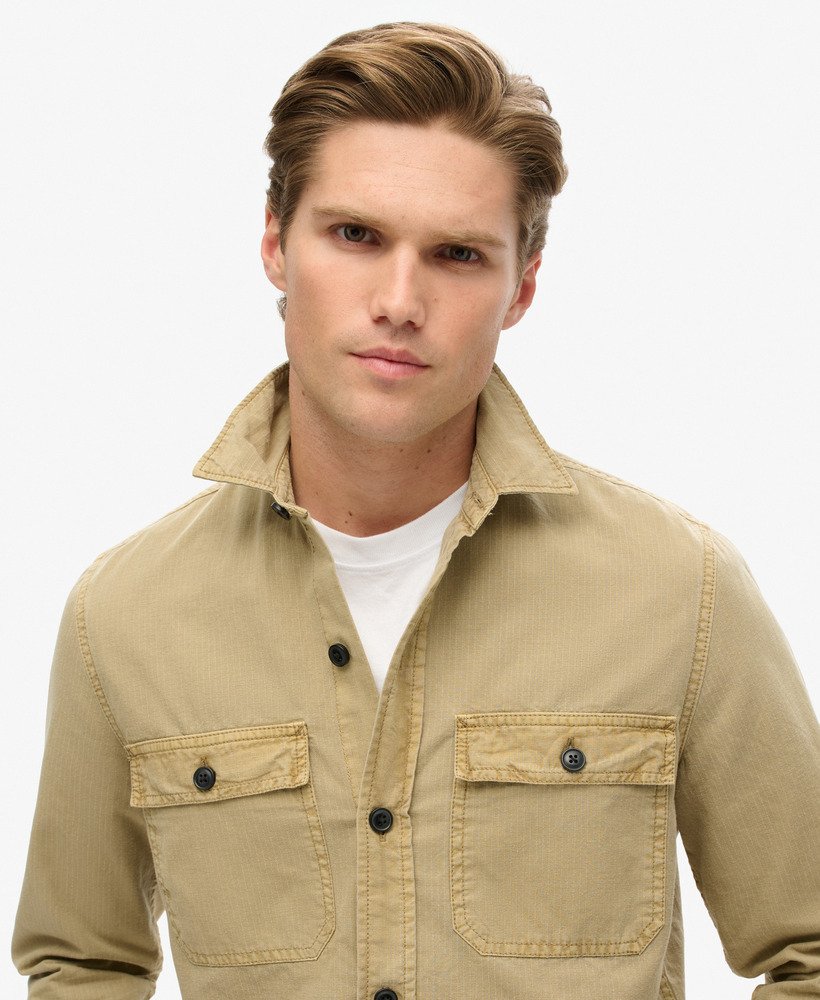 militair overhemd met lange mouwen in canyon sand brown