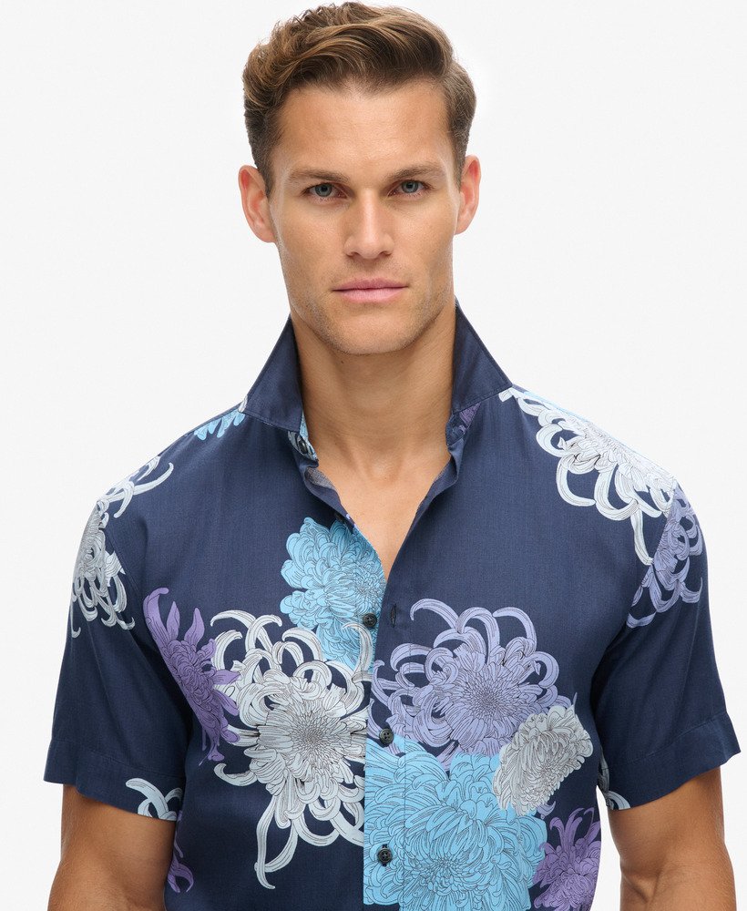 hawaiiaans shirt in chrysanthemum navy