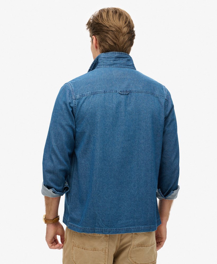 the merchant store - indigo overhemd in indigo visgraatpatroon