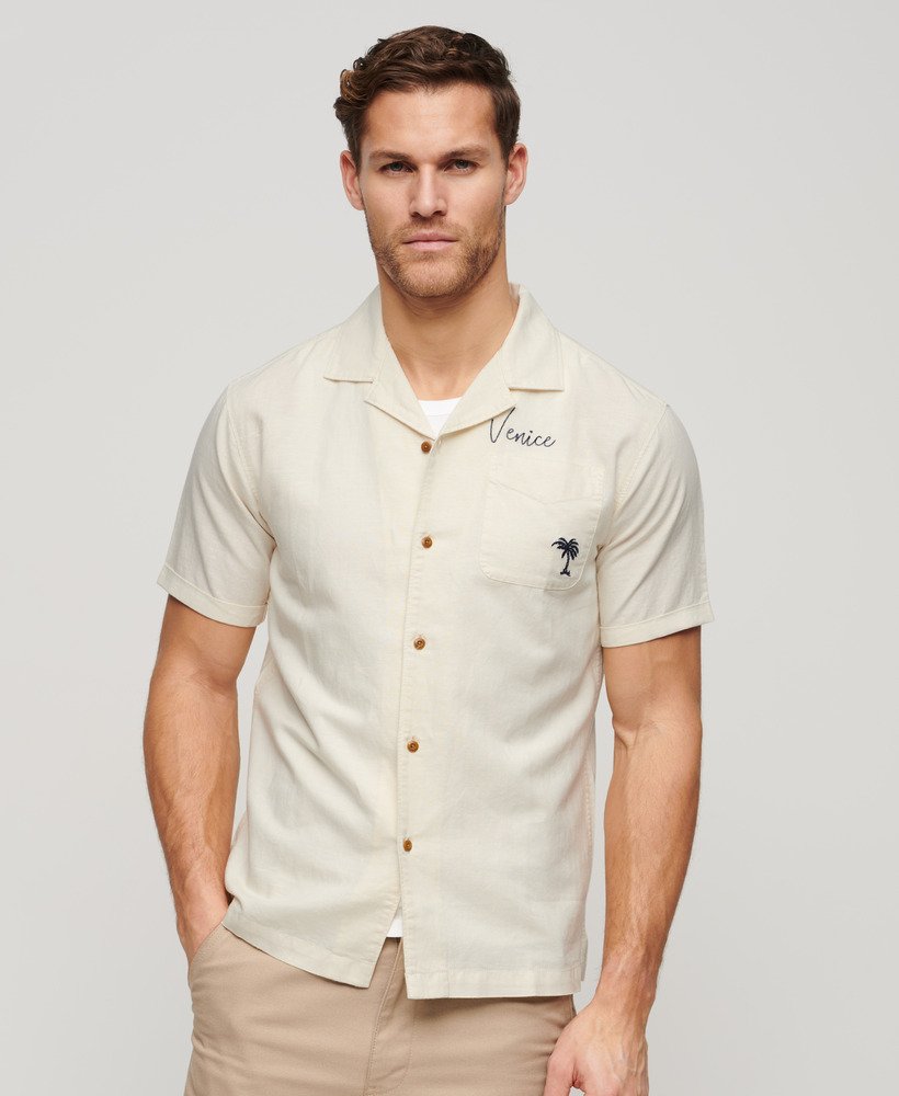 resort overhemd met korte mouwen in off white