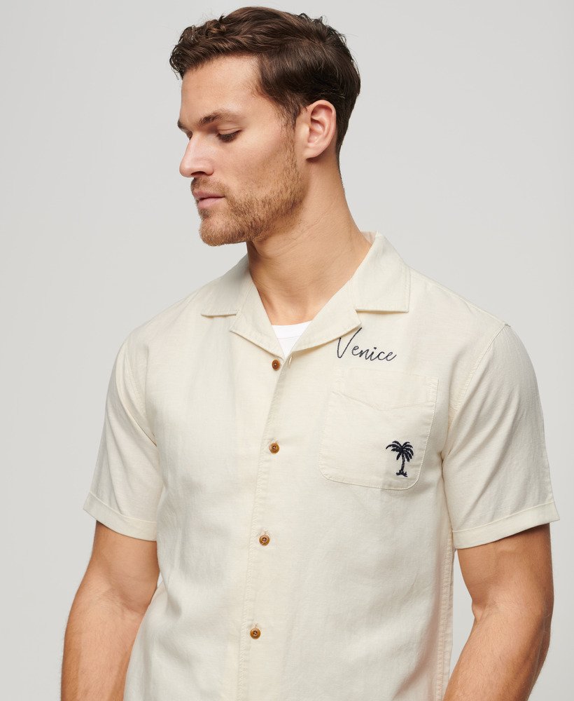 resort overhemd met korte mouwen in off white
