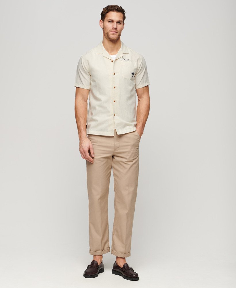 resort overhemd met korte mouwen in off white