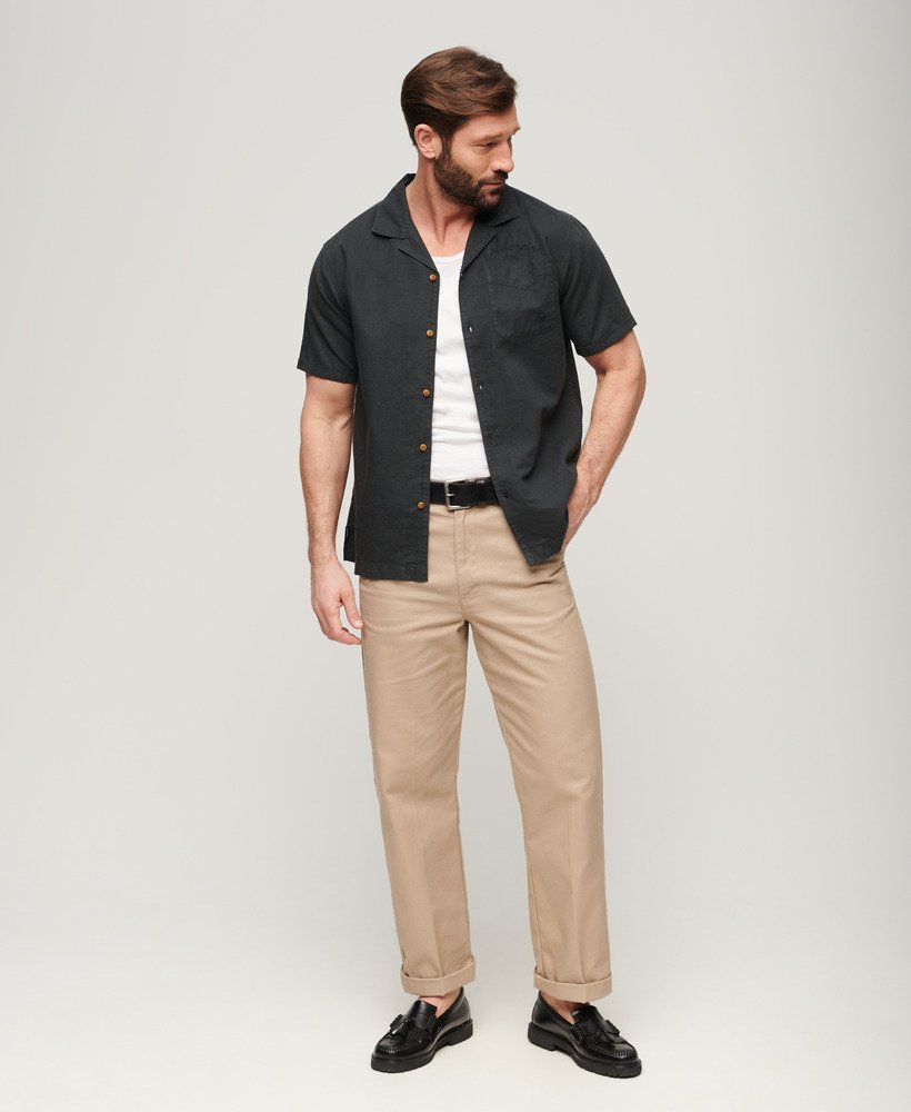 resort t-shirt met korte mouwen in gewassen zwart