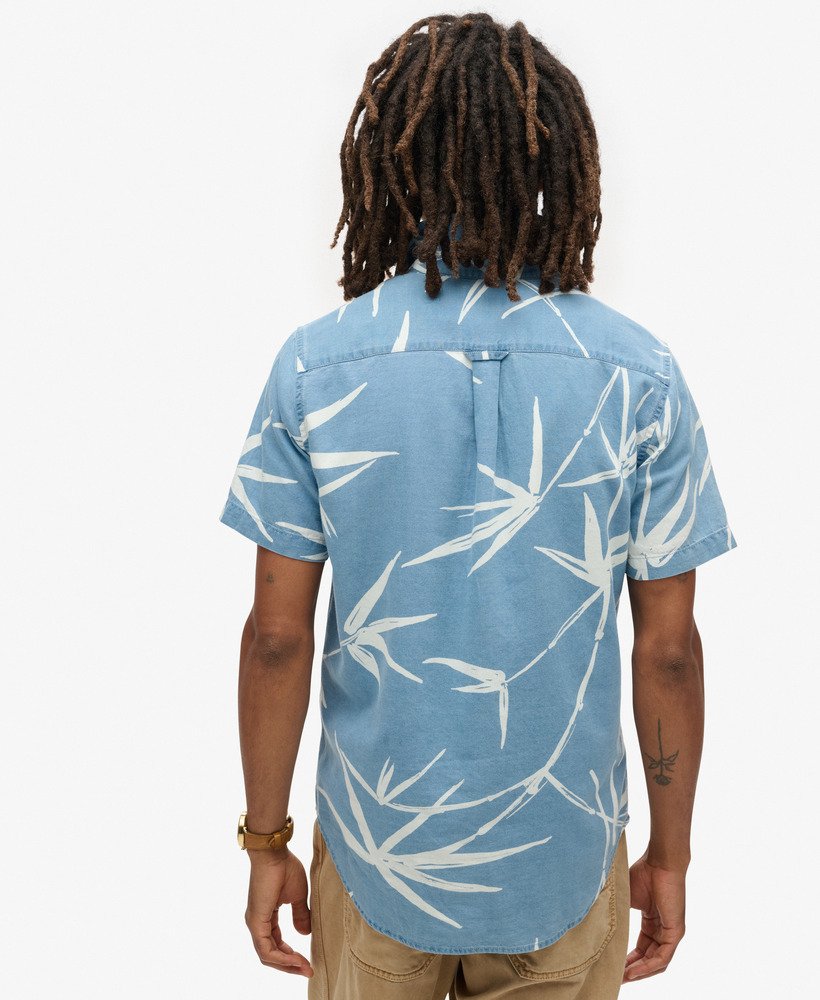 vintage loom shirt met korte mouwen in heavy wash bamboo