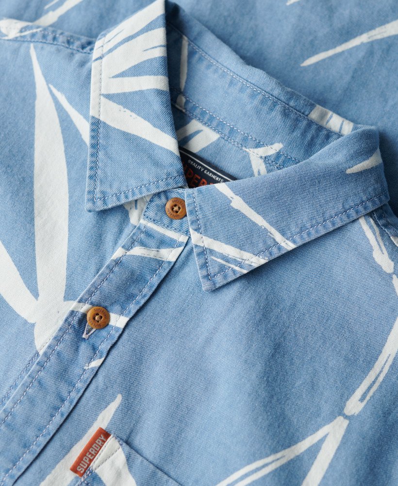 vintage loom shirt met korte mouwen in heavy wash bamboo