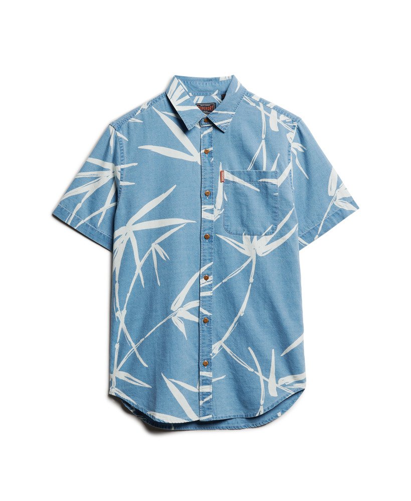vintage loom shirt met korte mouwen in heavy wash bamboo