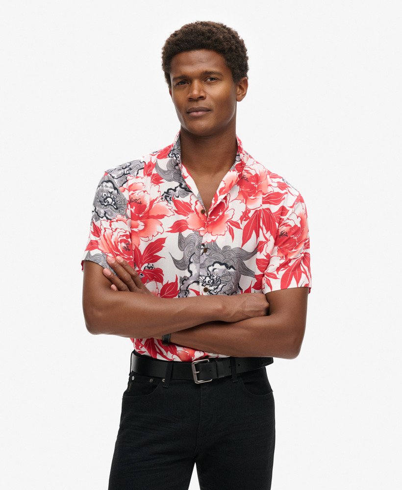 hawaiiaans resortshirt in karashishi rood