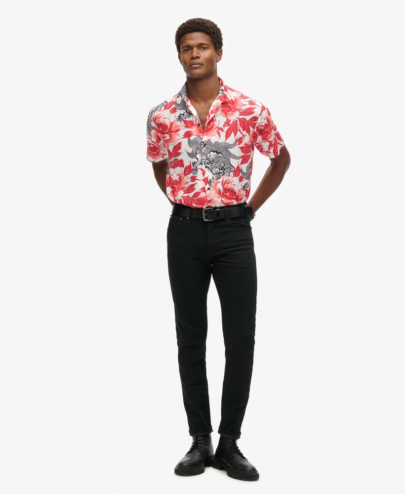 hawaiiaans resortshirt in karashishi rood