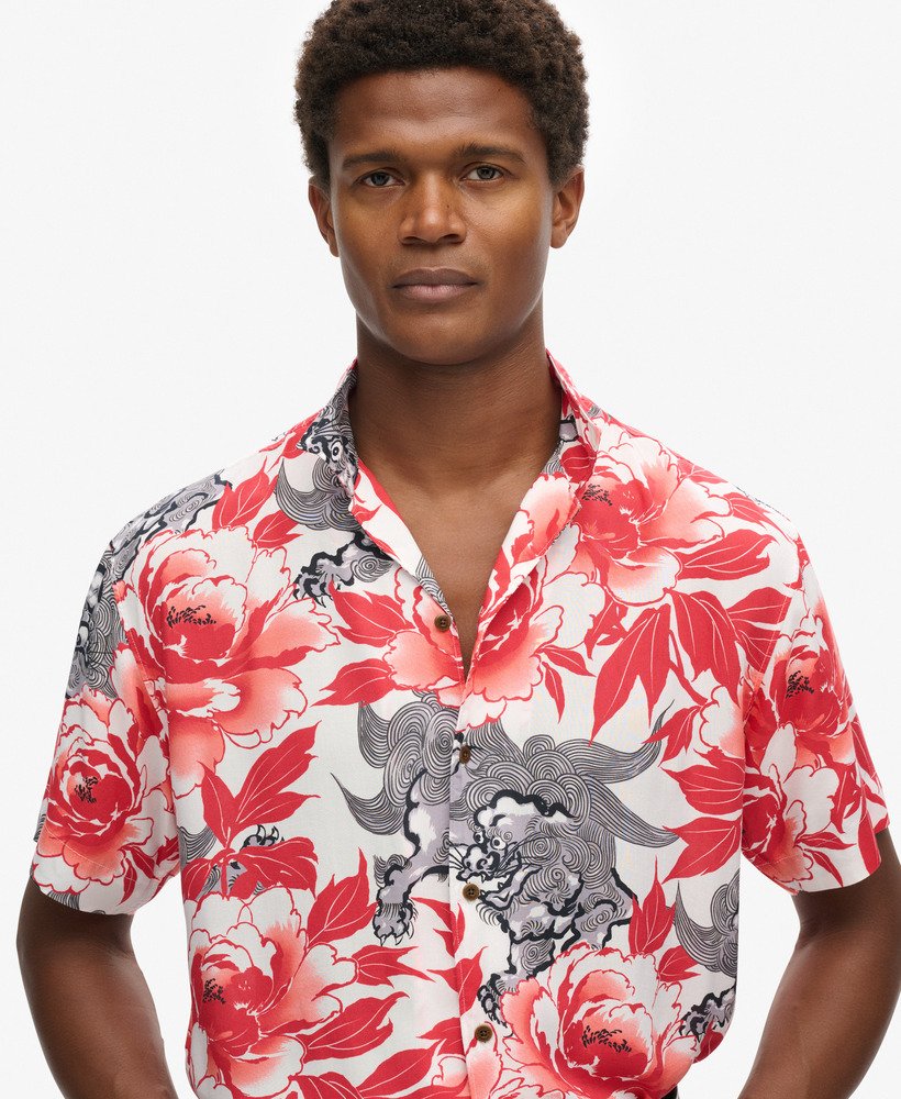 hawaiiaans resortshirt in karashishi rood