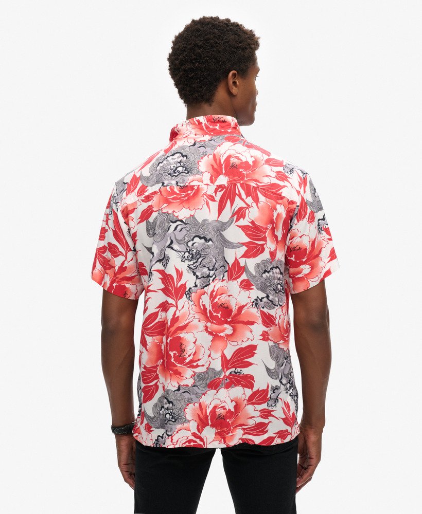 hawaiiaans resortshirt in karashishi rood