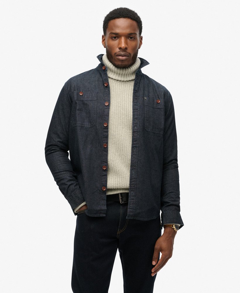 the merchant store - denim overshirt in rinse wash