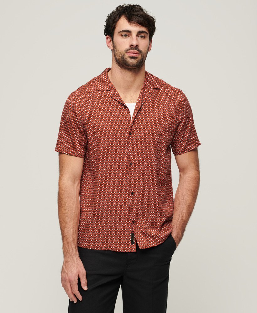 revere shirt met korte mouwen uit de jaren 70 in philomena red print.