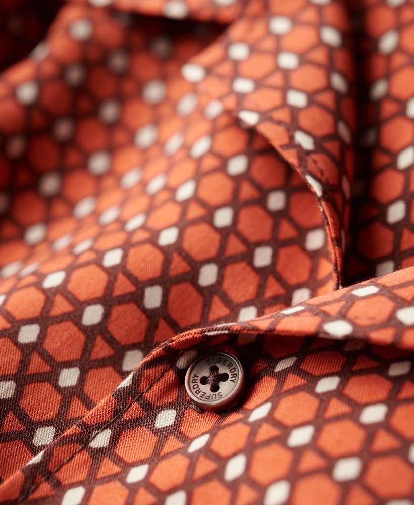 revere shirt met korte mouwen uit de jaren 70 in philomena red print.