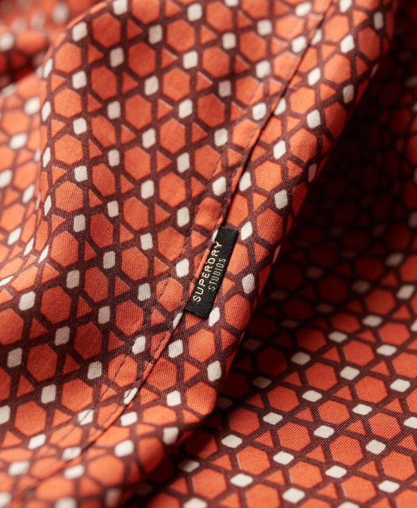 revere shirt met korte mouwen uit de jaren 70 in philomena red print.