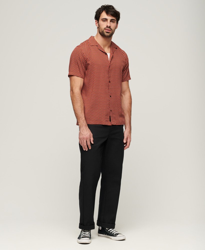 revere shirt met korte mouwen uit de jaren 70 in philomena red print.