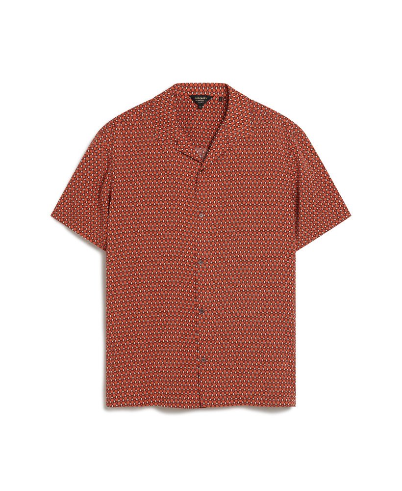 revere shirt met korte mouwen uit de jaren 70 in philomena red print.
