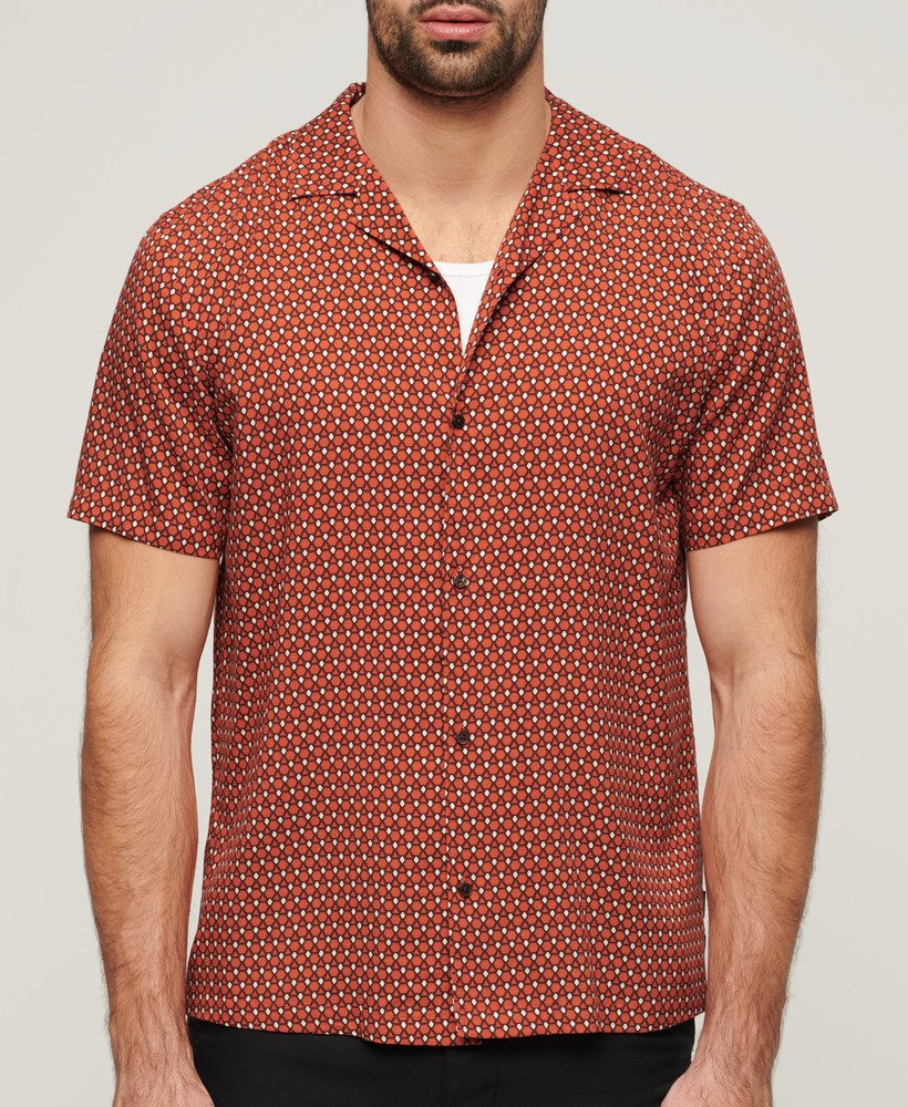 revere shirt met korte mouwen uit de jaren 70 in philomena red print.
