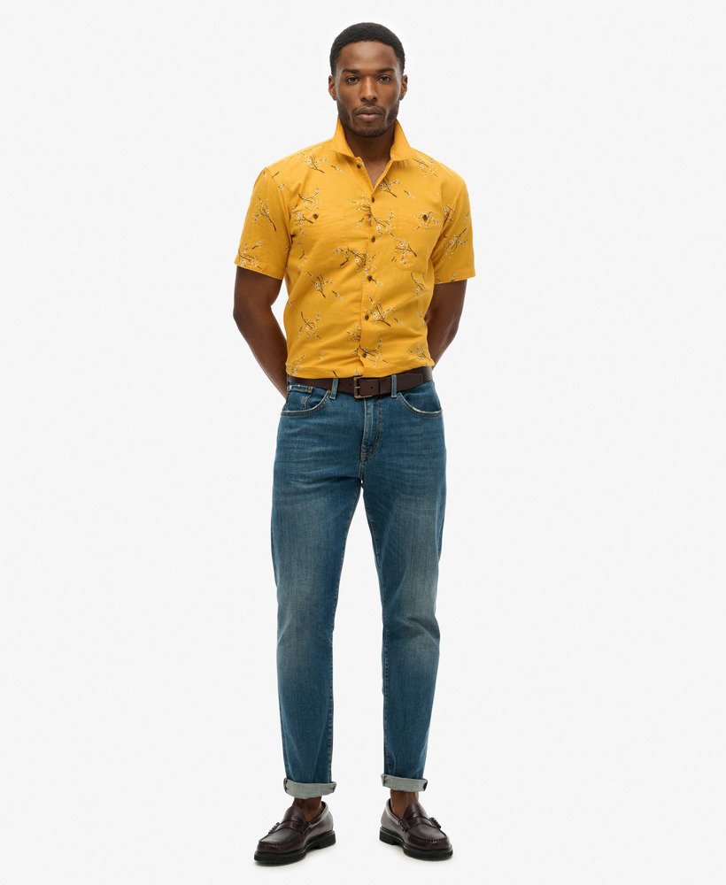 strandshirt met korte mouwen in gouden bloesem.