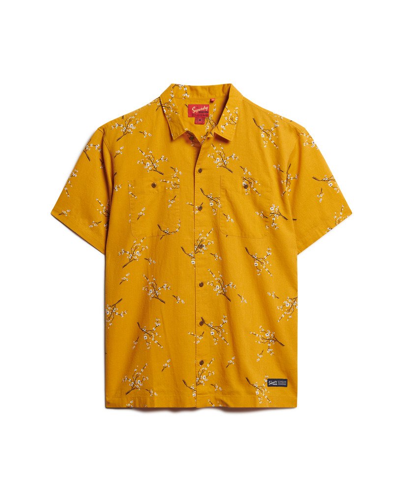 strandshirt met korte mouwen in gouden bloesem.