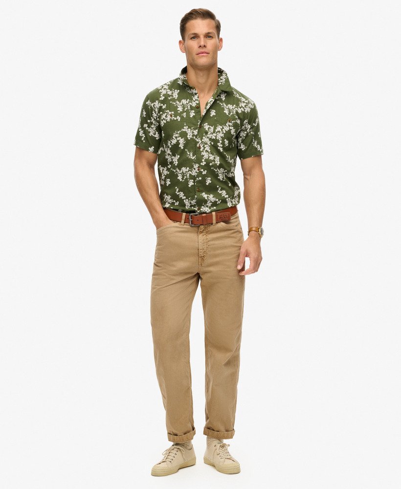 strandshirt met korte mouwen in olijfbloesem