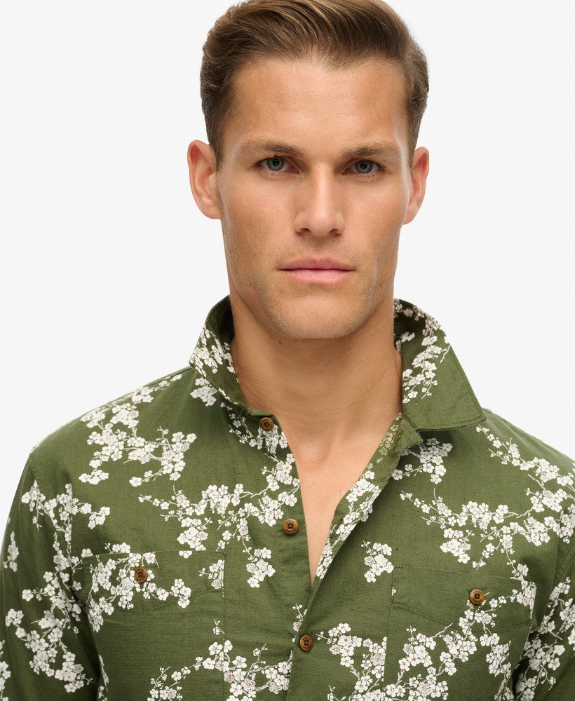 strandshirt met korte mouwen in olijfbloesem