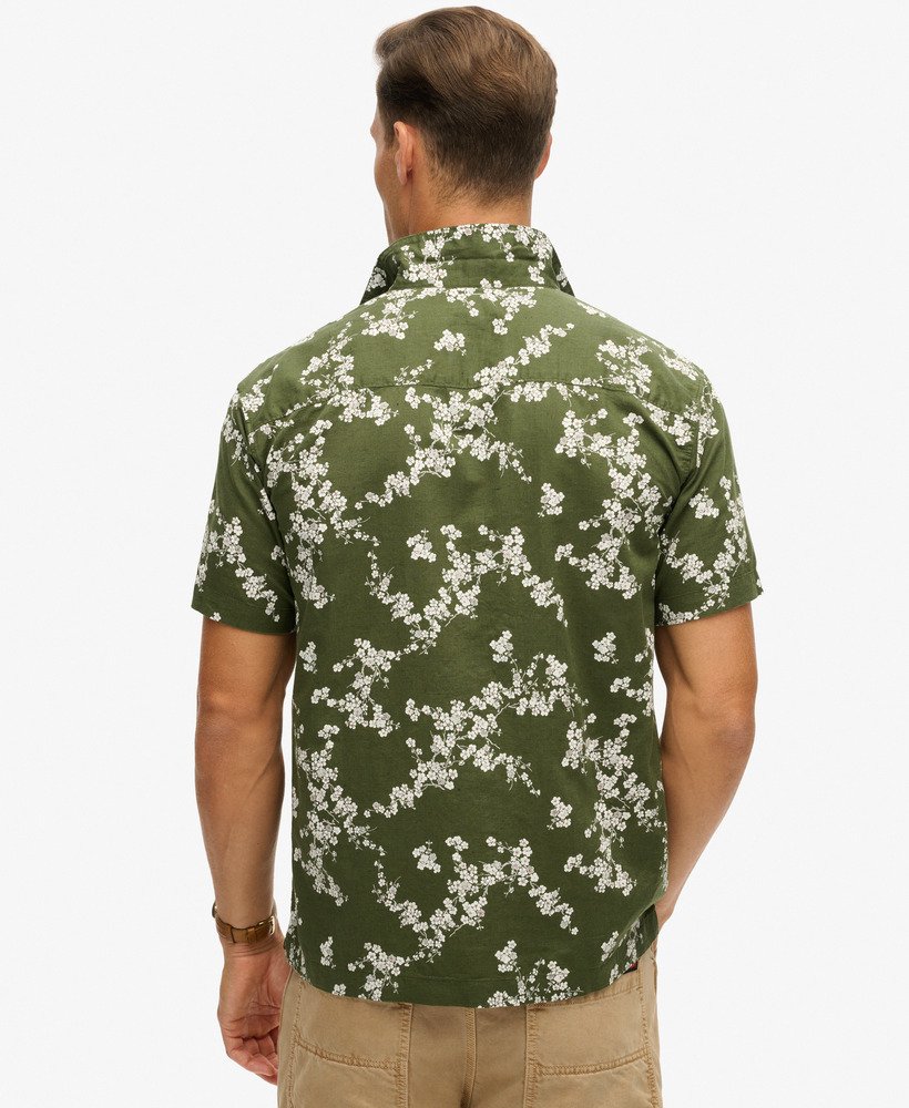 strandshirt met korte mouwen in olijfbloesem