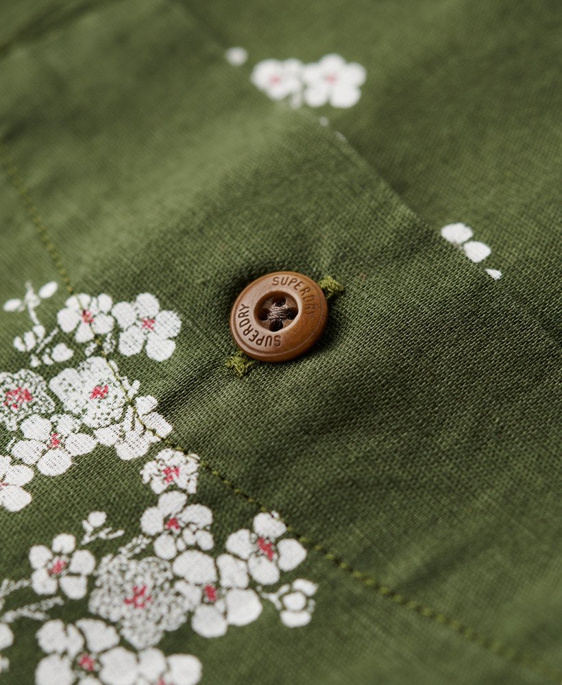 strandshirt met korte mouwen in olijfbloesem
