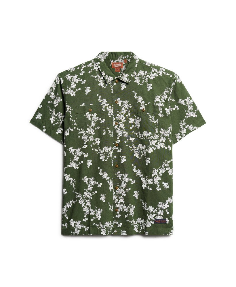 strandshirt met korte mouwen in olijfbloesem