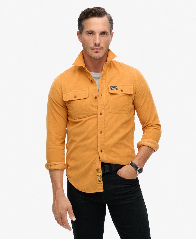 trailsman relaxed fit corduroy overhemd in geroosterd oranje