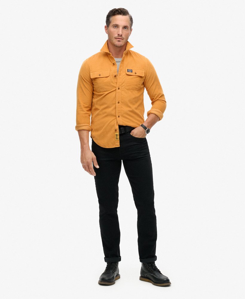 trailsman relaxed fit corduroy overhemd in geroosterd oranje