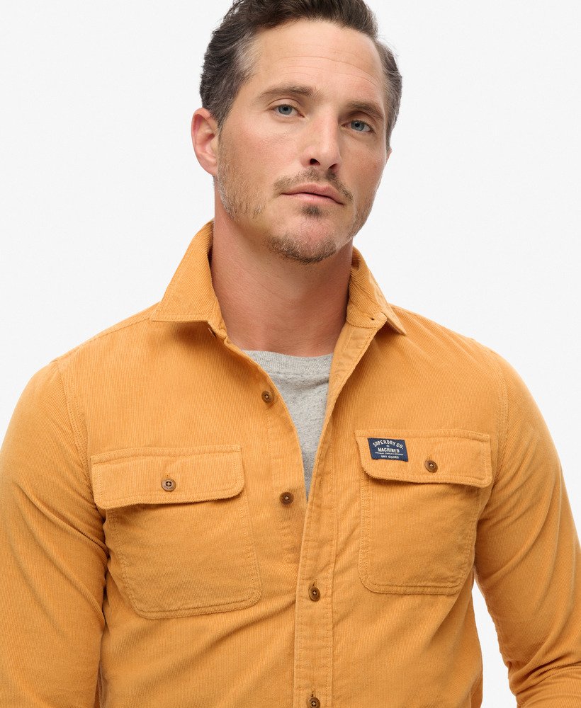 trailsman relaxed fit corduroy overhemd in geroosterd oranje