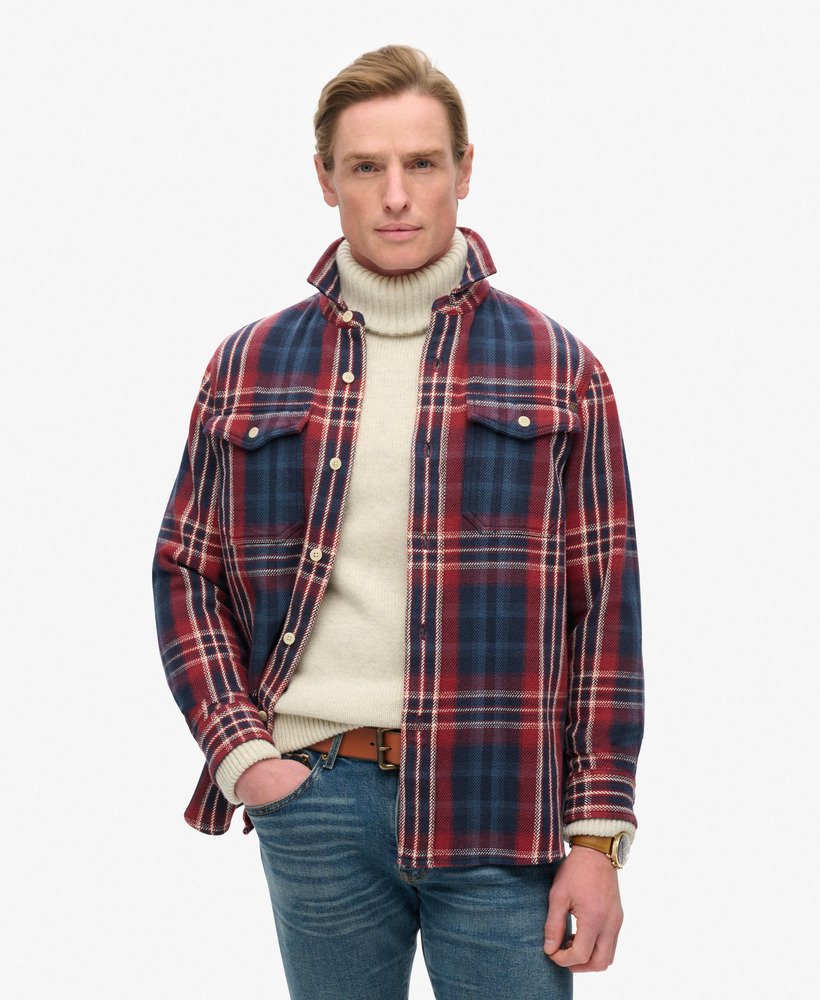 the merchant store - overhemd met zwaar geruit patroon in marineblauw.