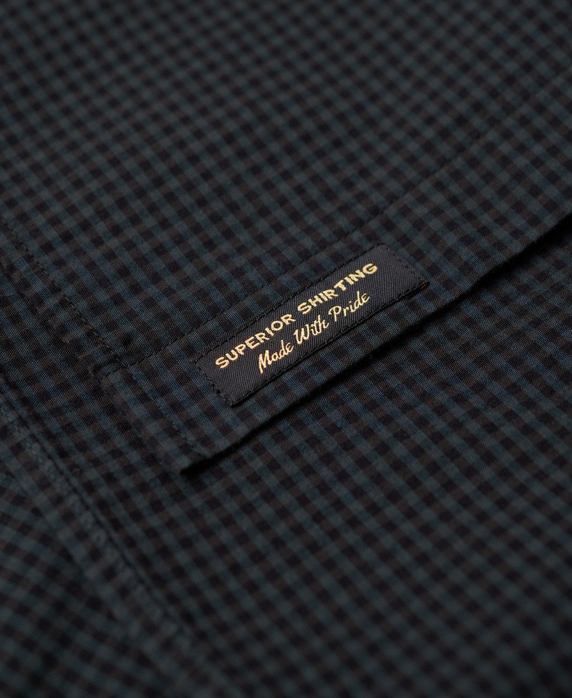casual overhemd met lange mouwen in grijsmarineblauw ruitpatroon