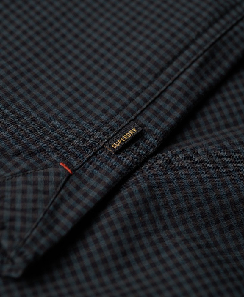casual overhemd met lange mouwen in grijsmarineblauw ruitpatroon