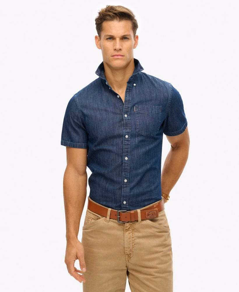 Essentieel denim overhemd met korte mouwen