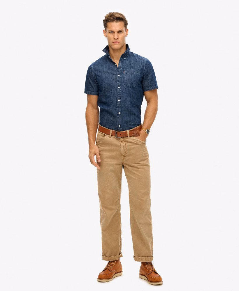 Essentieel denim overhemd met korte mouwen