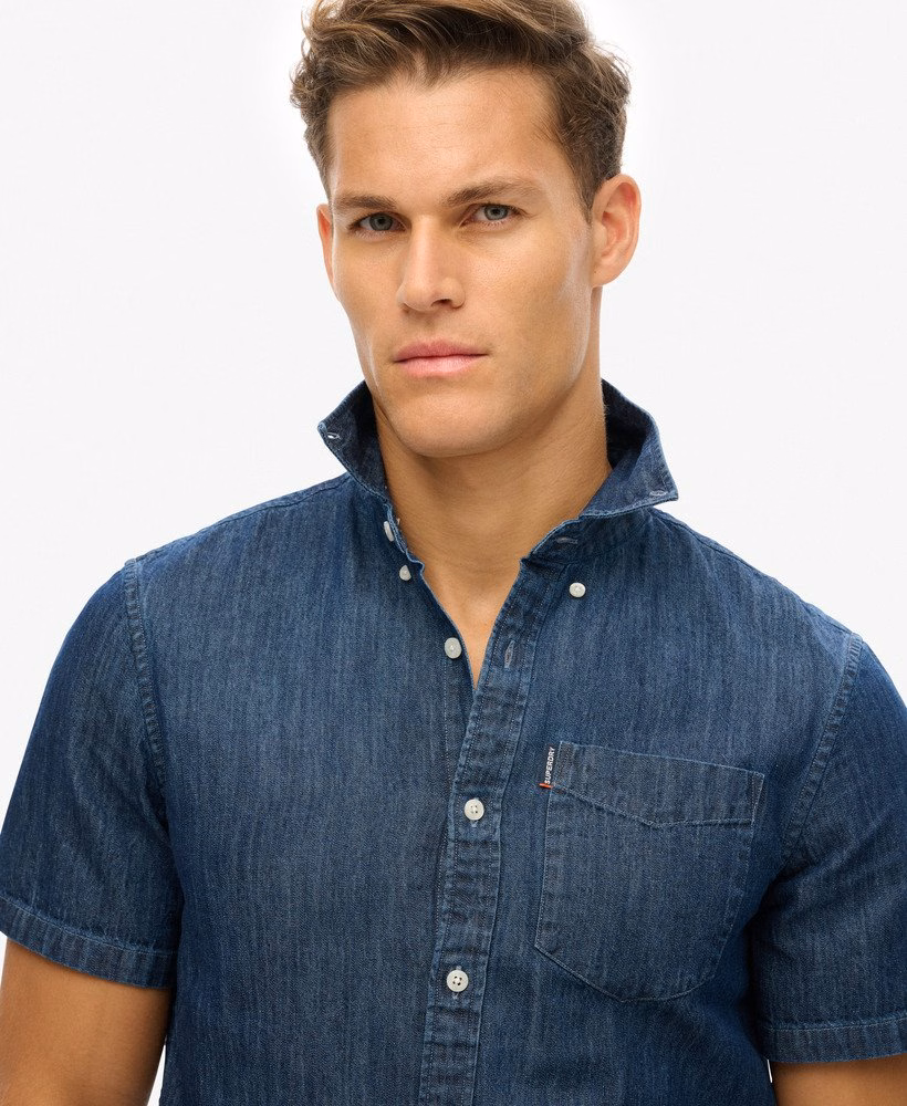Essentieel denim overhemd met korte mouwen