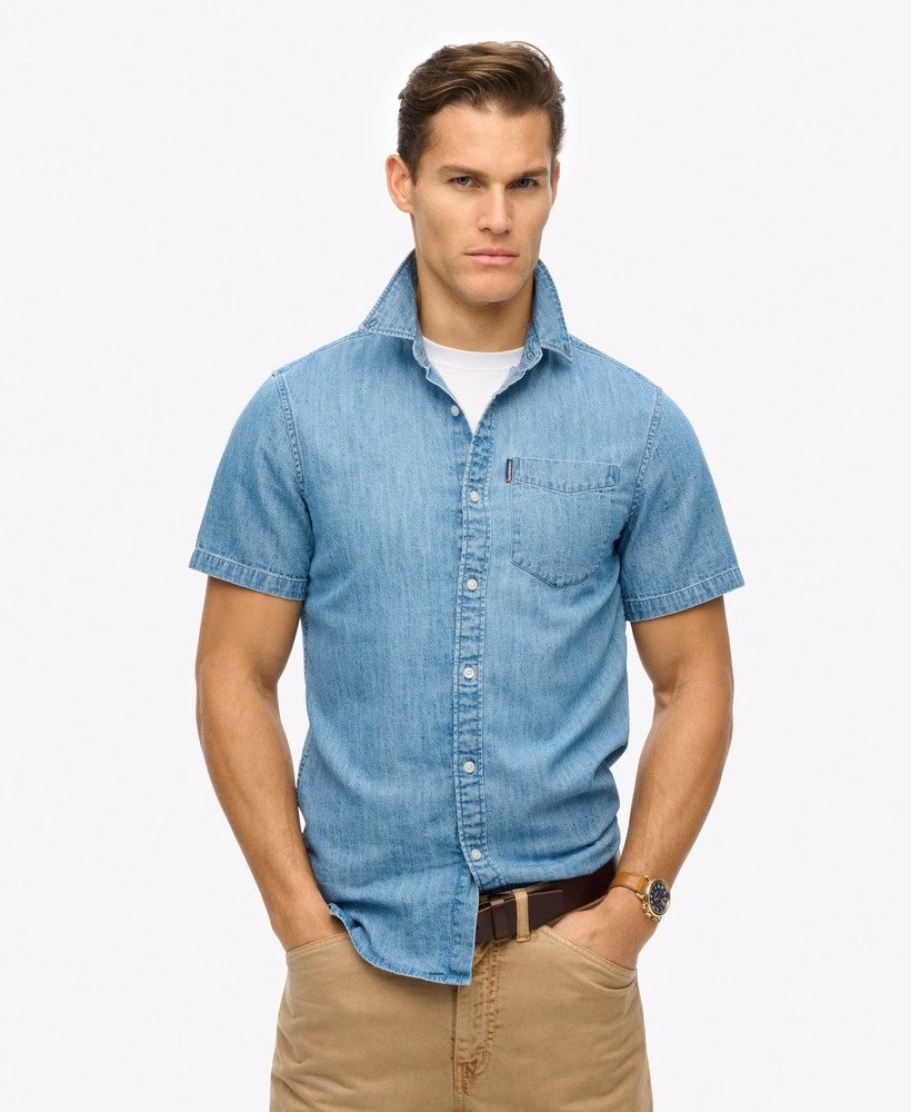 Essentieel denim overhemd met korte mouwen