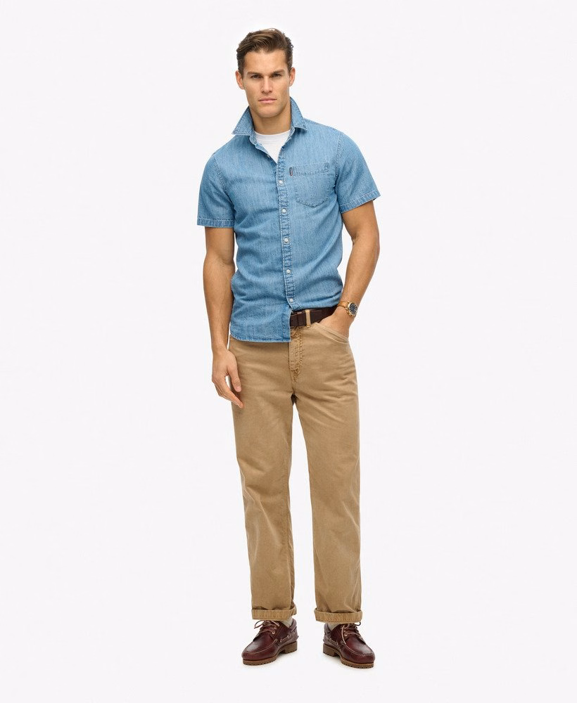 Essentieel denim overhemd met korte mouwen